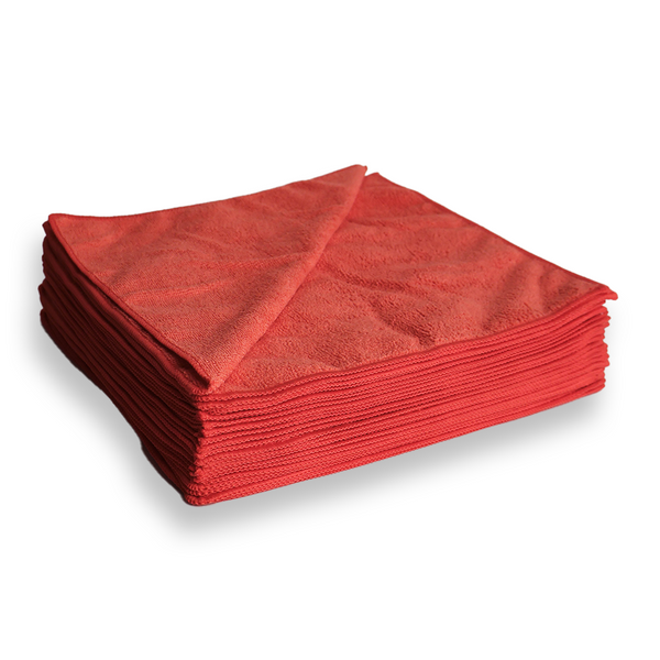 Stack of red cloths on a white background
