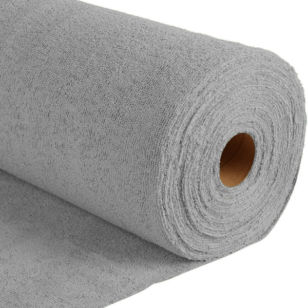 Roll of grey microfibre on a white background