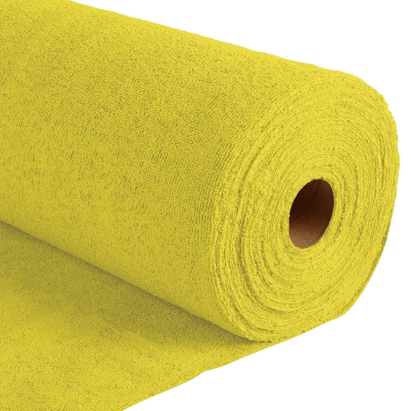 Roll of yellow microfibre on a white background