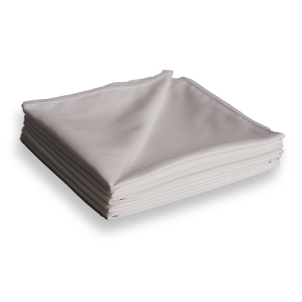 Folded white suede microfibre on a white background
