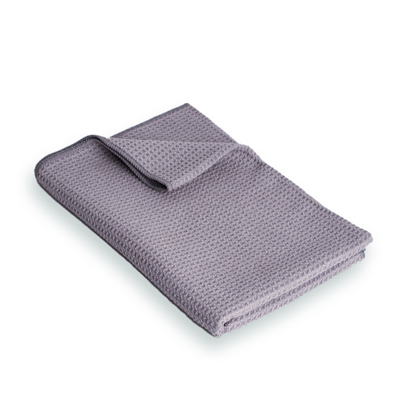 A large grey woven microfibre cloth with a waffle texture.