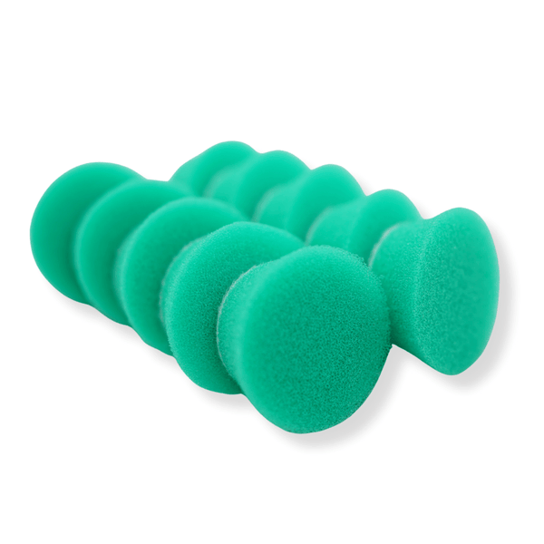 A set of 10 foam buffing pads 1inch in green