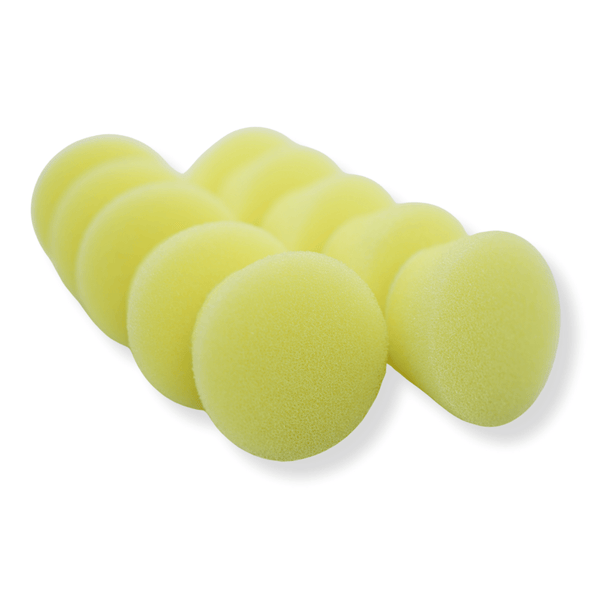 A set of 10 foam buffing pads 1inch in yellow