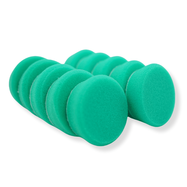 A set of 10 foam buffing pads 2inch in green