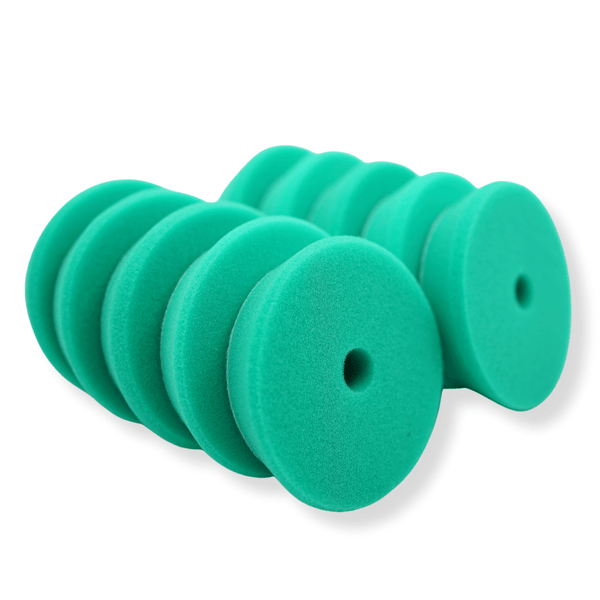 A set of 10 foam buffing pads 3inch in green