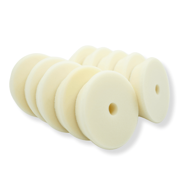 A set of 10 foam buffing pads 3inch in white