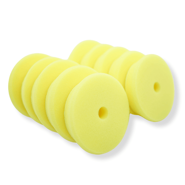 A set of 10 foam buffing pads 3inch in yellow