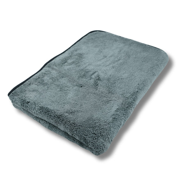 Gray towel on a white background