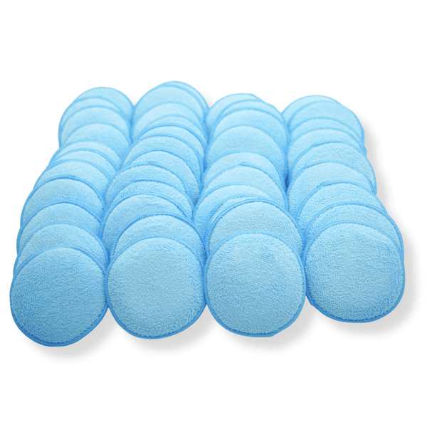 A stack of 50 blue polish and wax microfibre applicator pads