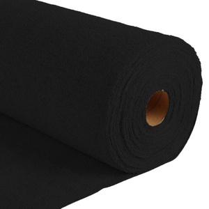 Roll of black microfibre on a white background