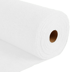 Roll of white microfibre on a white background