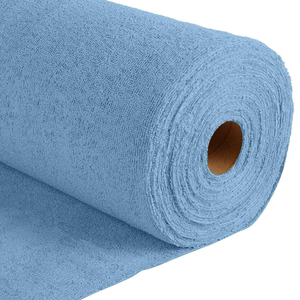 Roll of blue microfibre on a white background