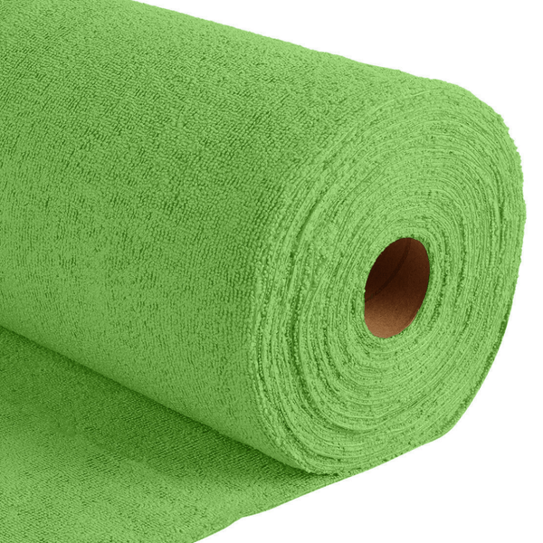 Roll of green microfibre on a white background