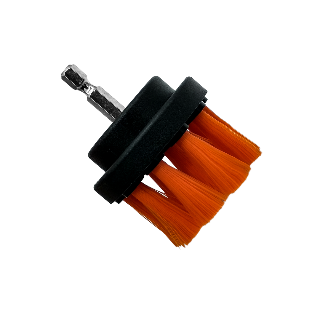 ADBL Twister Soft Drill Brush 50mm, small orange detail brush attachment with hex shank for crevices