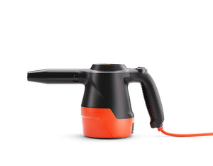 ADBL Blower compact car drying device, side view of the black and orange electric air blower