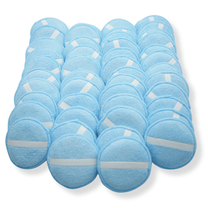 A bulk stack of 50 blue polish and wax microfibre applicators with a strap