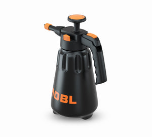 A black hand pump pressure foamer in a black colour with ADBL logo