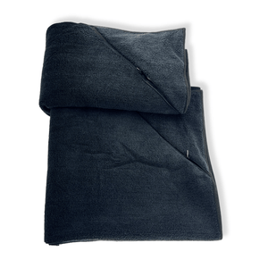 Folded Black gym towel on a white background