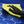 Hand wearing a black glove cleaning a blue car with a yellow microfibre cloth