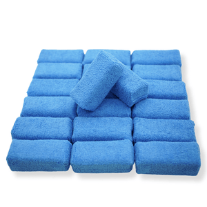 A bulk stack of blue no soak microfibre applicators