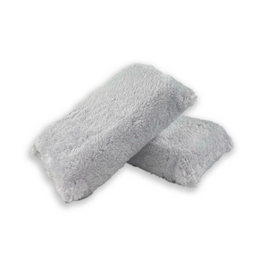 A white fluffy plush microfibre sponge applicator