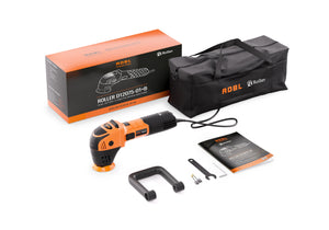 ADBL Roller D12 Dual Action 12mm Polisher Kit, compact machine with 75mm backing plate, bag, and accessories