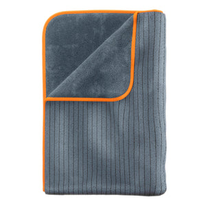 ADBL Dementor Towel, ultra absorbent drying microfibre cloth, grey with orange stitching/trim