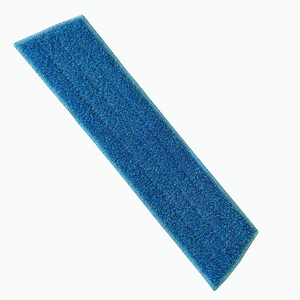 a blue microfibre mop pad on a white background