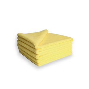 A stack of yellow microfibre buffing cloths