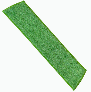 a green microfibre mop pad on a white background