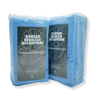 2 packs of korean edgeless microfibre in blue on a white background 