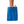 A blue scrub mitt on a white background with a hand in the mitt