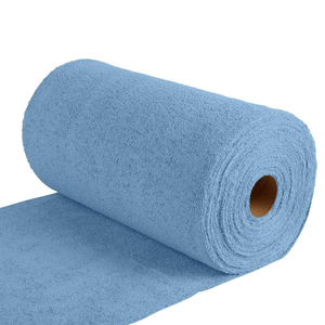 A roll of blue microfibre on a roll tear away