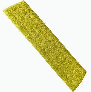 a yellow microfibre mop pad on a white background